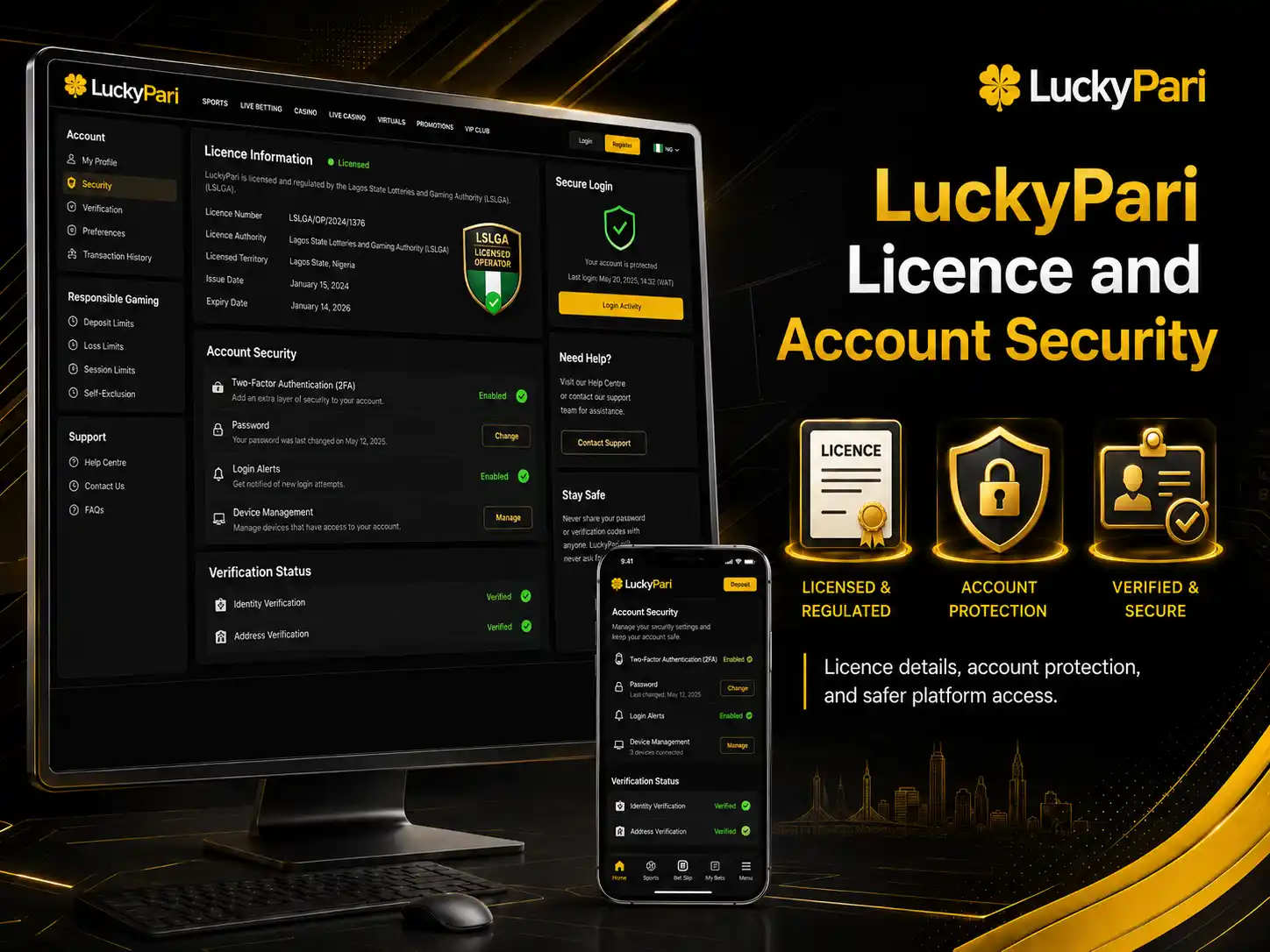 LuckyPari Licence and Account Security