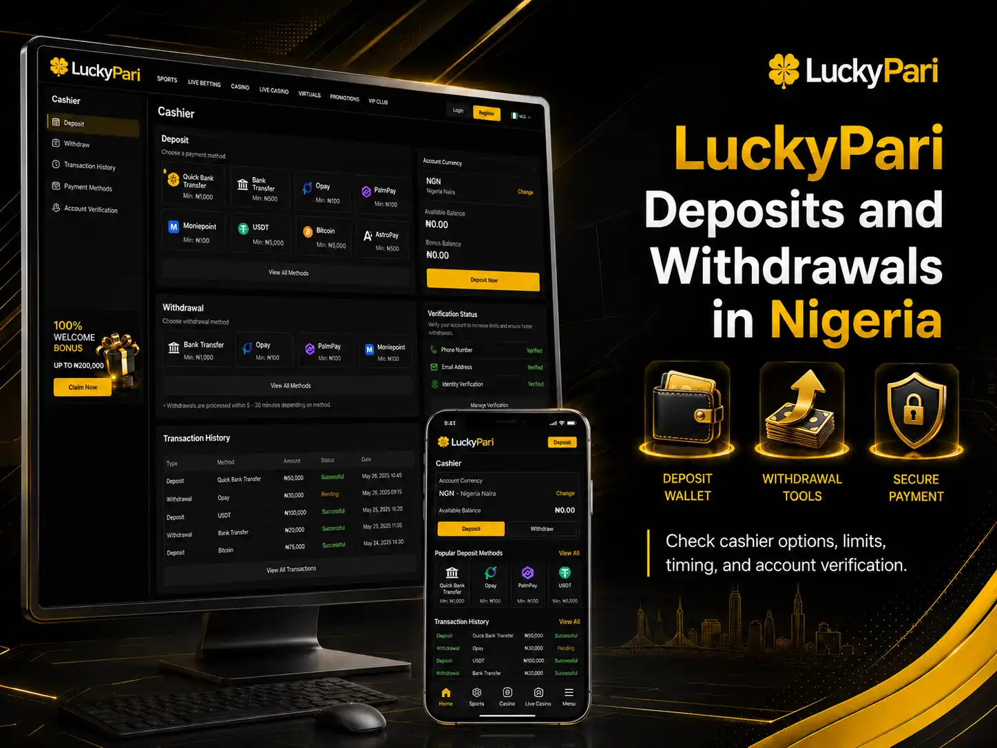 LuckyPari Deposits and Withdrawals in Nigeria
