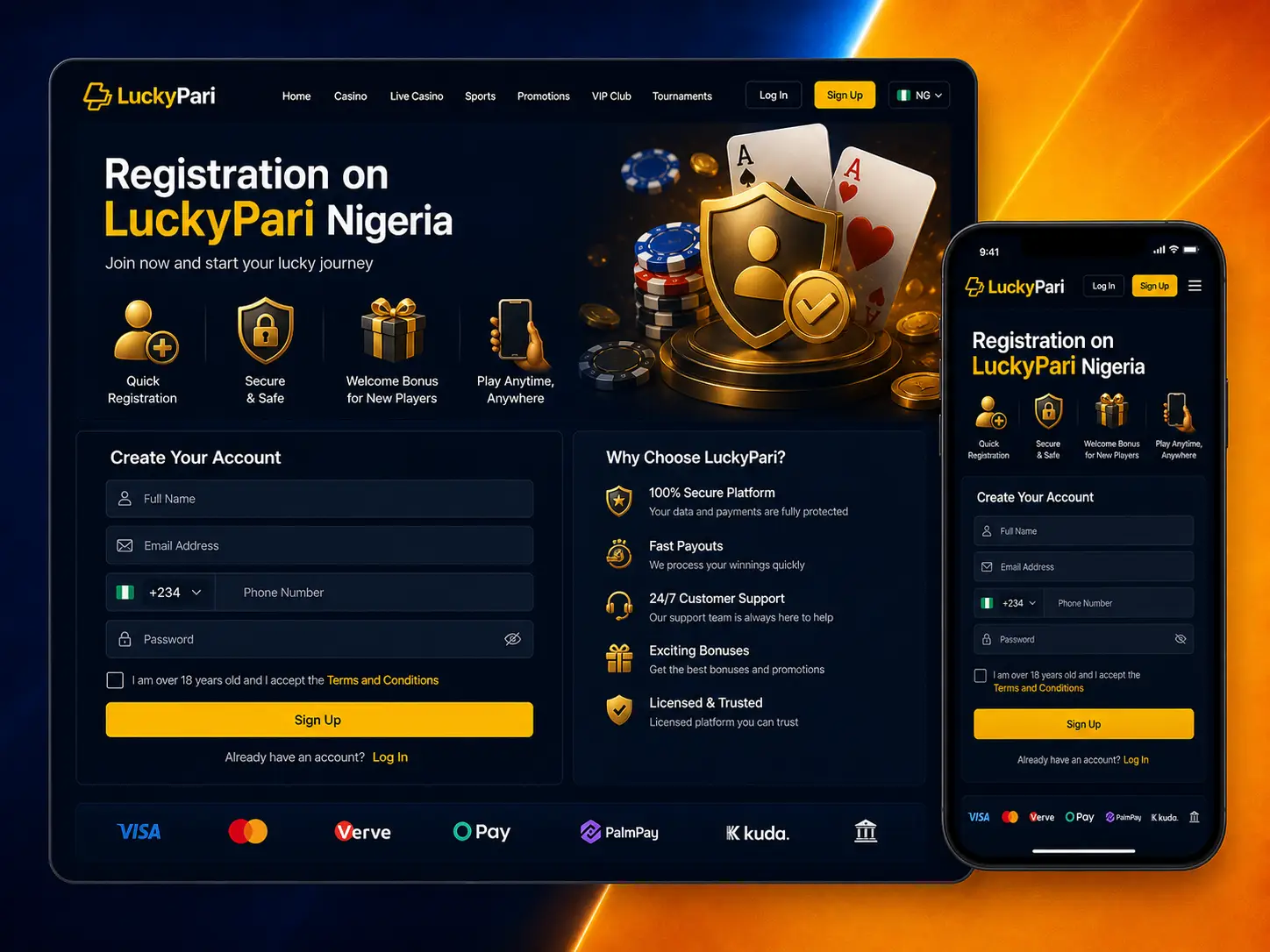 Registration at LuckyPari Nigeria